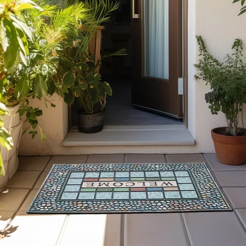 Vista 2 de CHICHIC Tapete de entrada rectangular para puerta grande de 18 x 30 pulgadas, tapete de entrada para áreas de alto tráfico, tapete para puerta