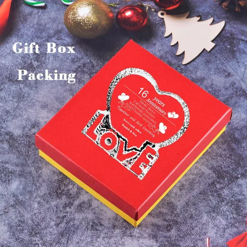 Vista 5 de Marco de fotos de cristal con tu propia foto y texto grabado, diseño de amor personalizado en forma de corazón, regalo de mesa, regalos de cristal