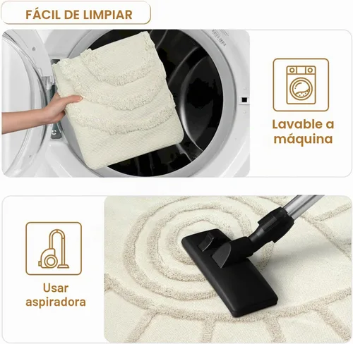 Vista 5 de Uphome - Alfombras de baño boho de 2 x 3 pies, color beige, con protección contra el mal de ojo, tul con borlas, suave, lavable a máquina