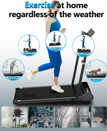Vista 4 de Ueadcm Almohadilla para caminar con barra de mango ajustable, almohadilla para caminar debajo del escritorio con control remoto y pantalla LED
