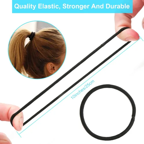 Vista 4 de Lazos negros para el cabello, 220 unidades de bandas elásticas sin daños para cabello grueso y fino