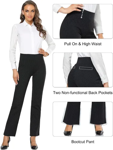 Vista 4 de Tapata Women Dress Pants 28"30"32"34" High Waist Stretchy Bootcut Pants Tall, Petite, Regular for Office Business Casual