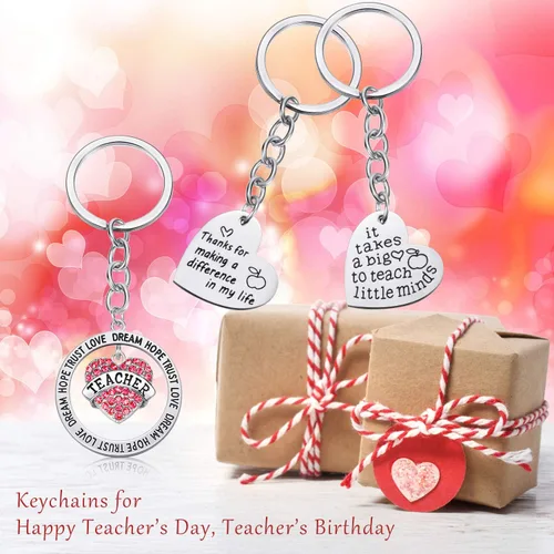 Vista 6 de Paquete de 5 llaveros de regalo para profesores en forma de corazón para mujeres