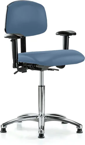 Vista 18 de PERCH - Silla giratoria con ruedas para alfombra o linóleo, cromado, Textil, Tela negra