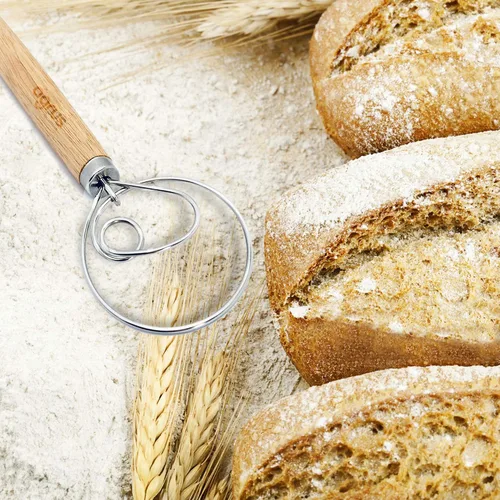 Vista 5 de Batidor de masa danés, herramientas para hacer pan, gancho de masa danés, batidora de masa de pan a mano, batidor de masa de pan para pastelería