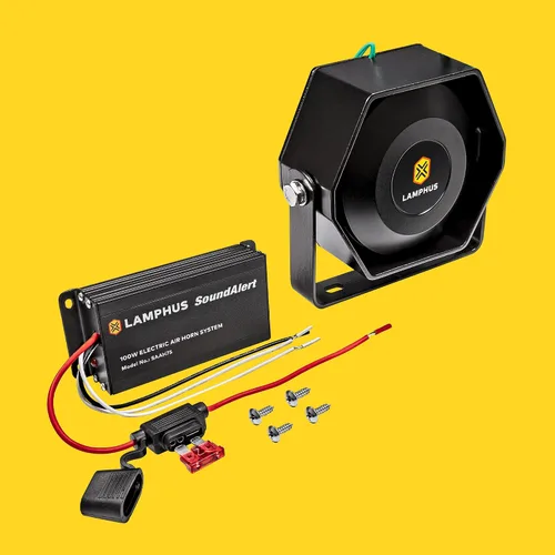 Vista 9 de LAMPHUS SoundAlert kit de amplificador de bocina de aire para policía de 100W [altavoz delgado de 118-124 dB]