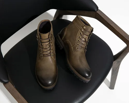 Vista 9 de Jousen Mens Boots Leather Motorcycle Casual Boots For Men Waterproof Hiking Chukka Boots Mens