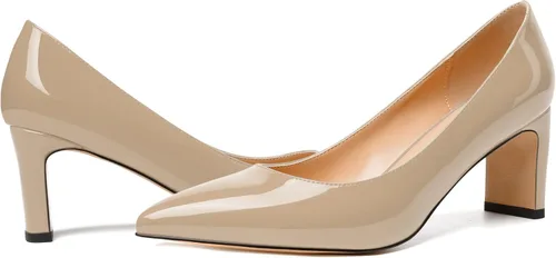 Vista 6 de Zapatos de tacón medio grueso para mujer, con puntera puntiaguda, de 2.5 pulgadas