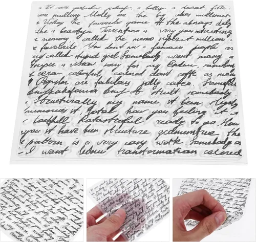 Vista 9 de SUPVOX Sellos transparentes de silicona con letras de palabras y fondo, sellos para hacer tarjetas de diario, álbum de fotos, álbumes de recortes