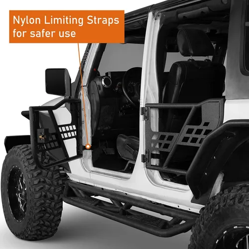 Vista 4 de Hooke Road para Jeep Wrangler JK - Puertas tubulares de medio camino para todo terreno, compatibles con Jeep Wrangler JK Unlimited de 4 puertas
