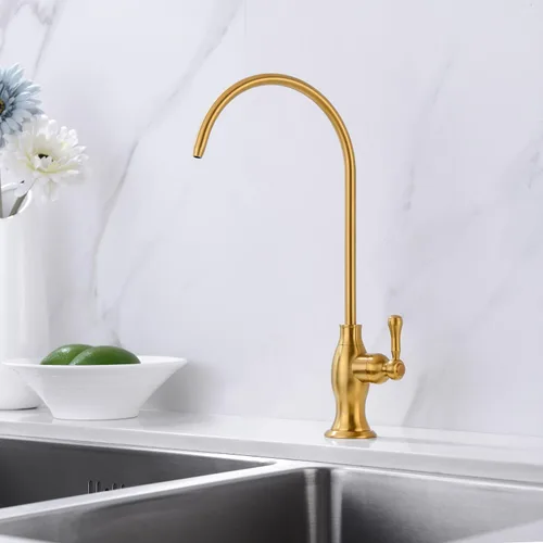 Vista 10 de Delle Rosa Grifo de agua potable de oro cepillado, grifo de filtración de agua comercial para sistema de filtro de agua debajo del fregadero, grifos