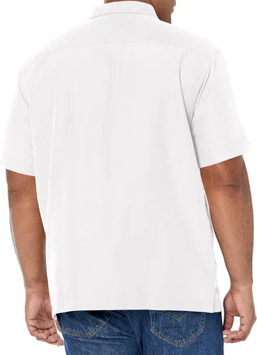 Vista 2 de Cubavera Men's Striped Panel Dobby Short Sleeve Button-Down Shirt (Size Small-5x Big & Tall)