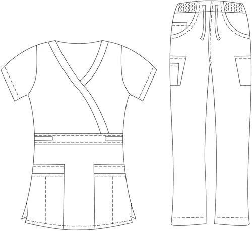 Vista 2 de Dagacci Medical Uniform Conjunto de camiseta y pantalones elásticos y suaves para mujer
