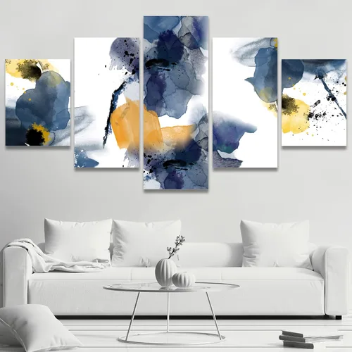 Vista 34 de SIGNWIN Lienzo grande para pared, efecto geométrico de mármol, triángulo dorado, polígono, paisaje, formas abstractas, arte digital, arte moderno