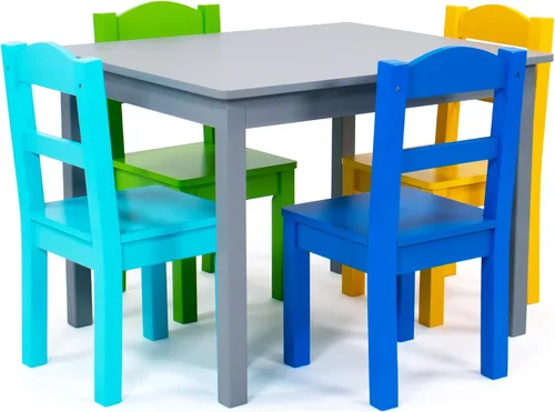Vista 11 de Humble Crew Juego de mesa y silla para niños pequeños, muebles de actividades de madera Sturdy 5 piece playroom or bedroom desk, perfect size for