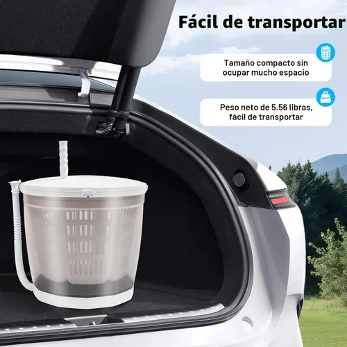 Vista 3 de Lavadora de manivela, 2 en 1 lavadora manual no eléctrica de viaje al aire libre, lavadora compacta mini gris, secadora de centrifugado para RV