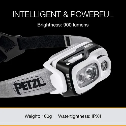 Vista 4 de PETZL, Lámpara Swift Rl Negro, Compacto, Muy Potente y Recargable Con Tecnología Reactive Lighting. 900 lúmenes.