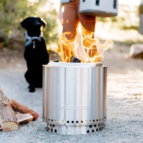 Vista 4 de Solo Stove Ranger con soporte portátil para exteriores, fogata de acero inoxidable para quemar madera y bajo humo, grandes hogueras para exteriores