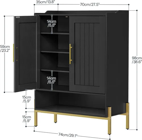 Vista 3 de HOOBRO Gabinete para zapatos, organizador de zapatos de 5 niveles con puertas, armario de madera para zapatos para entrada, armario independiente
