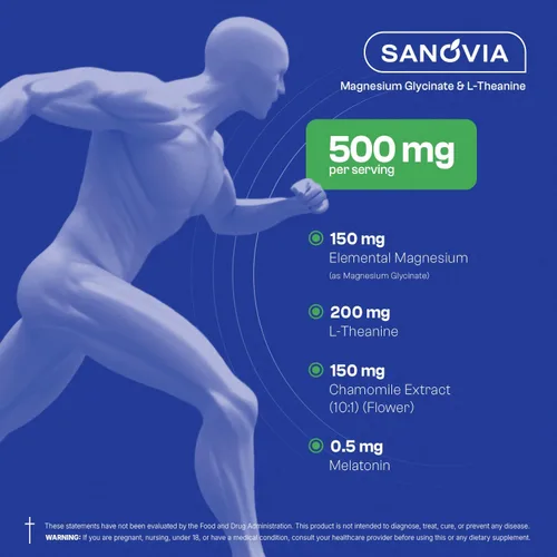 Vista 4 de SANOVIA Suplemento de melatonina de glicinato de magnesio y L-teanina