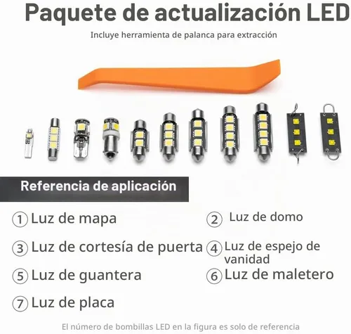 Vista 9 de 14 bombillas LED Challenger para interiores Dod'ge Challenger 2012-2020