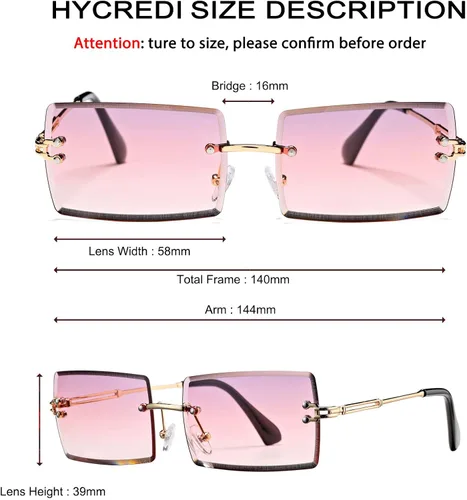 Vista 54 de Gafas de sol rectangulares para hombres/mujeres, gafas de sol pequeñas sin montura cuadrada