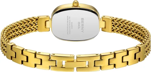 Vista 4 de BERNY Relojes pequeños de oro para mujer, impermeable, delicado, reloj de pulsera vintage para mujer, relojes analógicos de cuarzo para muñecas