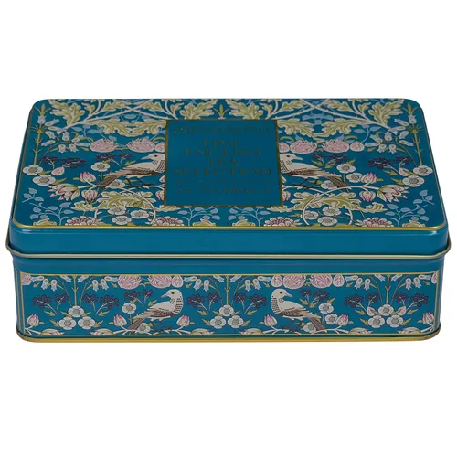Vista 4 de Nuevo té inglés Song Thrush Tea Sampler Lata con 72 bolsas de té negro Desayuno inglés + mezclas Earl Grey