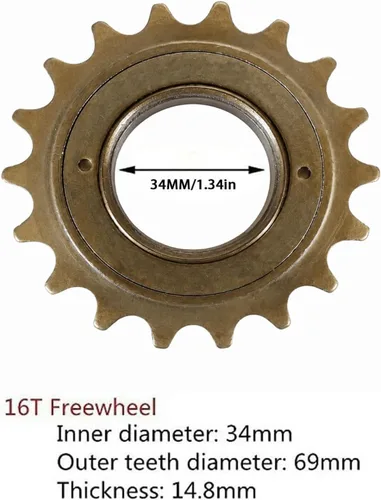 Vista 4 de Rueda libre de bicicleta de una sola velocidad 16T, suministros de ciclismo de bicicleta rueda libre duradera