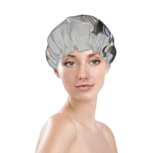 Vista 3 de Animal Rhino Print Shower Cap,Elastic And Reusable Bath Hair Hat For Long Hair,Large Waterproof Shower Bonnet,For Women Men Kids