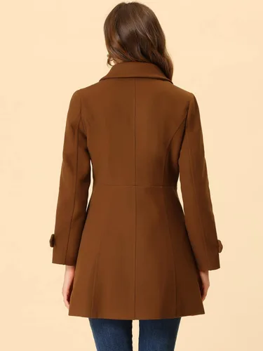 Vista 4 de Allegra K Abrigo largo con botones y cuello Peter Pan para mujer