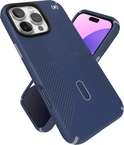 Vista 32 de Speck Presidio LUX - Funda para iPhone 17, compatible con MagSafe, funda protectora delgada, color negro desvanecido/gris pizarra/blanco