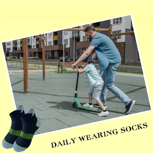 Vista 4 de Jamegio Calcetines para niños 12 pares de calcetines deportivos de tobillo medio cojín de corte bajo para niños pequeños y grandes talla de 3 a 10