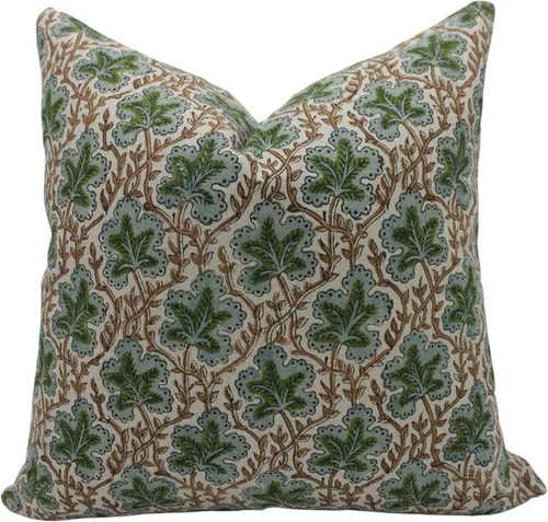 Vista 8 de Fundas de almohada de algodón grueso con estampado de bloques de 18 x 18 pulgadas, fundas decorativas hechas a mano para sofá y sofá, funda de cojín