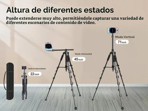 Vista 5 de Elitehood Trípode para iPhone para grabación de video aérea [resistente y ultraestable], brazo horizontal largo extensible de 25 pulgadas, soporte