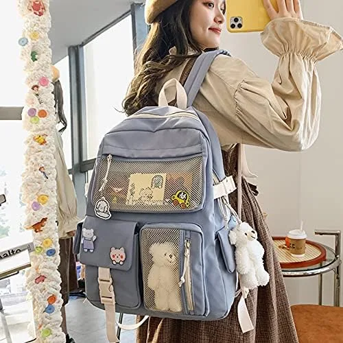 Vista 9 de Mochila kawaii con pin kawaii y accesorios linda mochila kawaii para mochila escolar mochila kawaii para niña linda