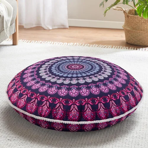 Vista 16 de Codi - Cojín de suelo para meditación, grande y redondo para adultos, diseño bohemio de mandala para exteriores, chimenea, yoga, sala de estar, 32