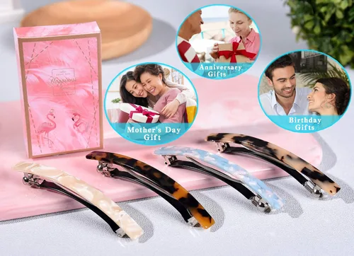 Vista 7 de Pasadores de pelo para mujer, pasador de pelo francés, pinzas grandes de acetato para el cabello, pasador antideslizante, accesorios