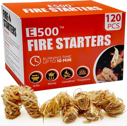 Vista 9 de E500 Arrancador de fuego, cuadrados para barbacoa, fogata, chimenea, estufa de leña, chimenea, hoguera, parrilla, 32 cubos para uso en interiores