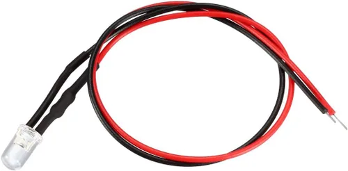 Vista 3 de uxcell 5pcs 0.197 in pre cableado LED, blanco DC24V lente transparente, diodos emisores de luz