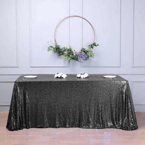 Vista 23 de Efavormart - Mantel redondo de lentejuelas brillantes de 120 pulgadas para banquetes de boda, fiesta, decoración del hogar