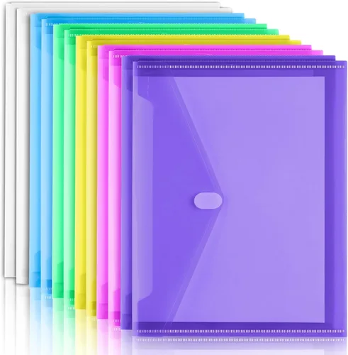 Vista 8 de Sooez Paquete de 6 sobres de plástico, carpetas de archivos de plástico para documentos, carpeta escolar transparente, carpetas de archivos