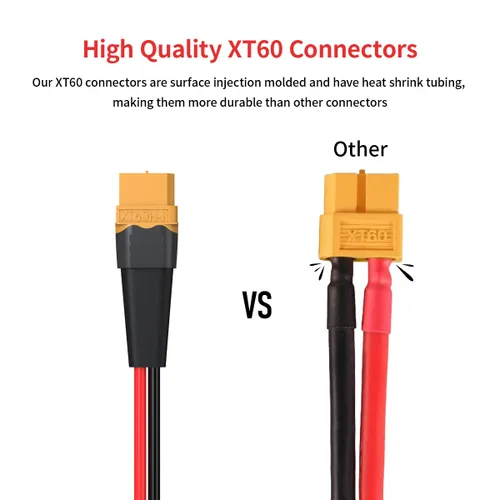 Vista 2 de ELFCULB Cable de extensión XT60 de 10 AWG de 0.5 pies, conector hembra a macho XT60 para batería RC, estación de energía portátil, panel solar