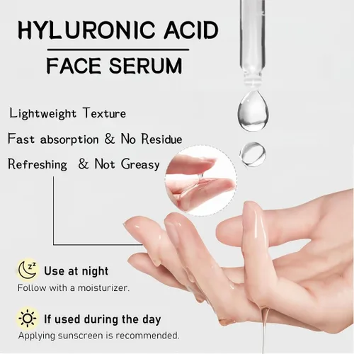 Vista 4 de Suero facial con 2% de ácido hialurónico + vitamina B5, suero hidratante sin fragancia para pieles sensibles, cuidado diario antienvejecimiento