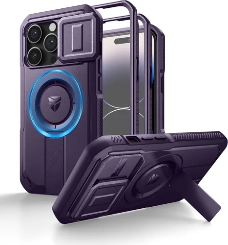 Vista 55 de Dexnor - Funda para iPhone 12 & iPhone 12 Pro con tapa deslizante para cámara, soporte ajustable y protector de pantalla integrado, carcasa