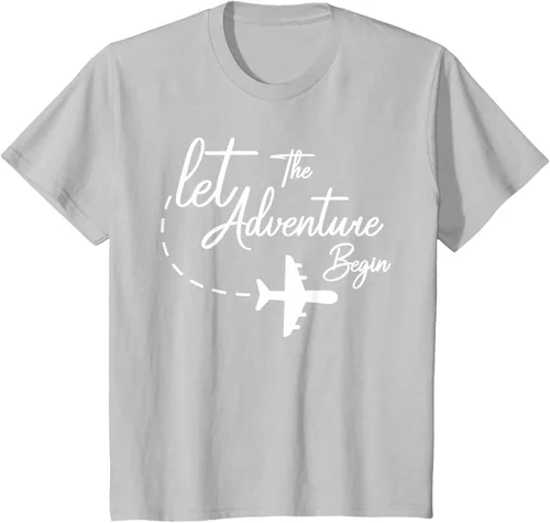 Vista 69 de Let The Adventure Begin - Camiseta inspiradora en modo de viaje en avión, Negro, S