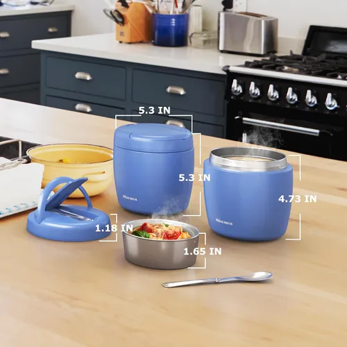 Vista 6 de Termo para comida caliente, 32 onzas, tarro de comida aislado al vacío para adultos, de acero inoxidable, termo de boca ancha, a prueba de fugas