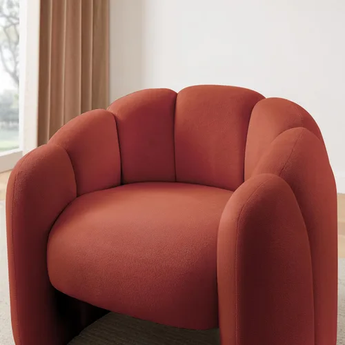 Vista 4 de Art Leon Silla decorativa moderna, sofá modular de tela sherpa, silla individual sin brazos con patas de madera para sala de estar y dormitorio