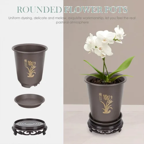 Vista 7 de 3 Sets Orchid Nursery Pots with Tray Plastic Multi-hole Planters