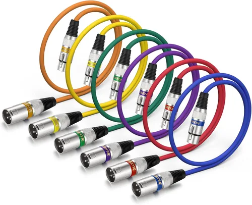 Vista 25 de EBXYA Cable XLR de 2 pies, paquete de 10 unidades, 3 pines, cable de micrófono XLR equilibrado macho a hembra, adecuado para mezclador de audio 10